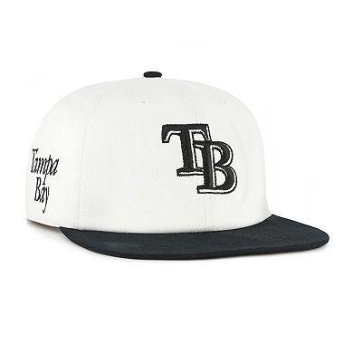 Men's '47 White/Black Tampa Bay Rays Foundation Captain Snapback Hat