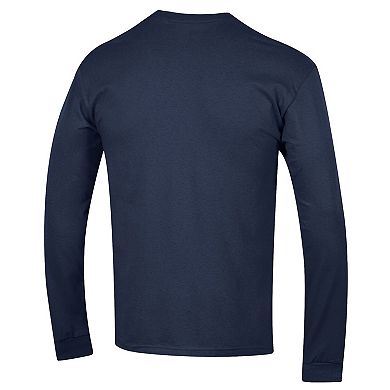 Men's Champion Navy Michigan Wolverines Arch Over Logo 2-Hit Long Sleeve T-Shirt