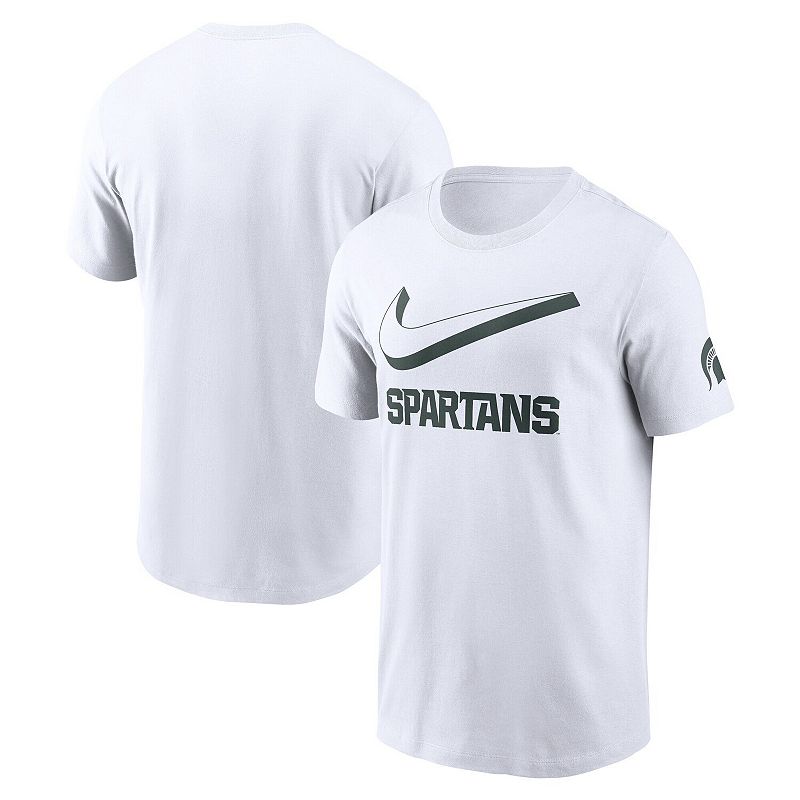 Men's Nike White Michigan State Spartans Primetime 2-Hit Swoosh T-Shirt, 