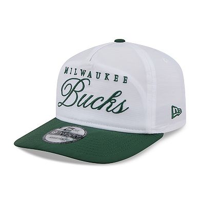 Men's New Era White/Hunter Green Milwaukee Bucks 2025 NBA Draft On-Stage Nylon 19TWENTY Adjustable Hat