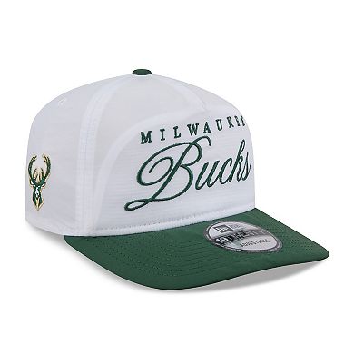 Men's New Era White/Hunter Green Milwaukee Bucks 2025 NBA Draft On-Stage Nylon 19TWENTY Adjustable Hat