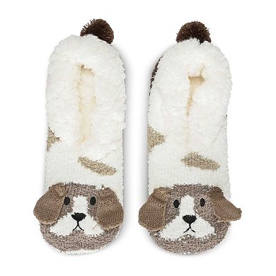 Women's Puppy Embellished Plush Lined Slippers