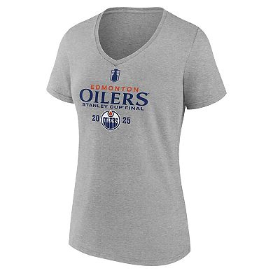 Women's Fanatics Heather Gray Edmonton Oilers 2025 Stanley Cup Final Roster V-Neck T-Shirt