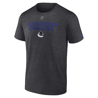 Men's Fanatics Heather Charcoal Vancouver Canucks Authentic Pro Core Primary T-Shirt