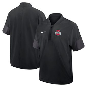 Men's Nike Black Ohio State Buckeyes 2025 Sideline Short Sleeve Quarter-Zip Coach Jacket