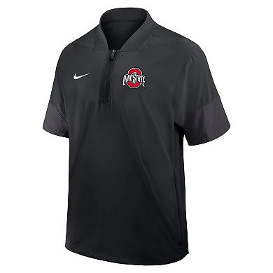 Men's Nike Black Ohio State Buckeyes 2025 Sideline Coaches Lightweight Short Sleeve Jacket