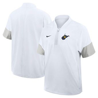 Men's Nike White West Virginia Mountaineers 2025 Sideline Short Sleeve Quarter-Zip Coach Jacket