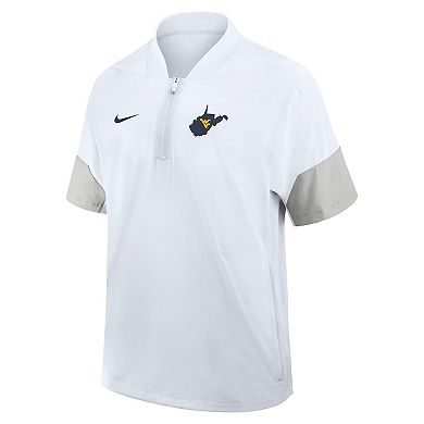 Men's Nike White West Virginia Mountaineers 2025 Sideline Coaches Lightweight Short Sleeve Jacket