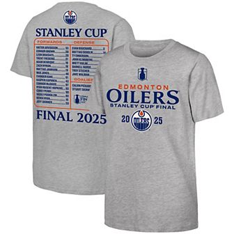 Youth Fanatics Heather Gray Edmonton Oilers 2025 Stanley Cup Final Roster T-Shirt