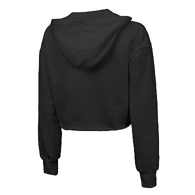 Women's Majestic Threads Black Minnesota Timberwolves Tri-Blend Cropped Pullover Hoodie