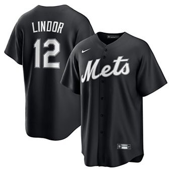 Men's Nike Francisco Lindor Black New York Mets Replica Player Jersey