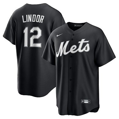 Men's Nike Francisco Lindor Black New York Mets Replica Player Jersey