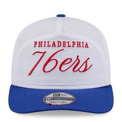 Men's New Era White/Royal Philadelphia 76ers 2025 NBA Draft On-Stage Nylon 19TWENTY Adjustable Hat