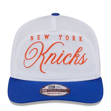 Men's New Era White/Blue New York Knicks 2025 NBA Draft On-Stage Nylon 19TWENTY Adjustable Hat