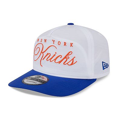 Men's New Era White/Blue New York Knicks 2025 NBA Draft On-Stage Nylon 19TWENTY Adjustable Hat