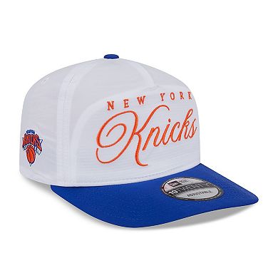 Men's New Era White/Blue New York Knicks 2025 NBA Draft On-Stage Nylon 19TWENTY Adjustable Hat