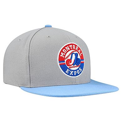 Men's Mitchell & Ness Gray Montreal Expos Cooperstown Collection Basic Flip Snapback Hat