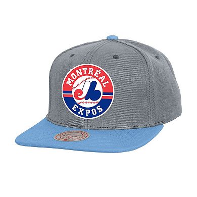 Men's Mitchell & Ness Gray Montreal Expos Cooperstown Collection Basic Flip Snapback Hat