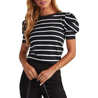 Trendy Puff Sleeve Women's Knit Top - Casual T-Shirts Blouses