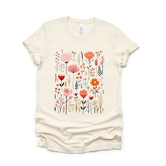 Pink Floral Short Sleeve Graphic Tee