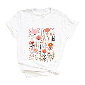 Pink Floral Short Sleeve Graphic Tee