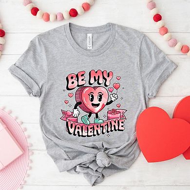 Be My Valentine Cartoon Short Sleeve Graphic Tee