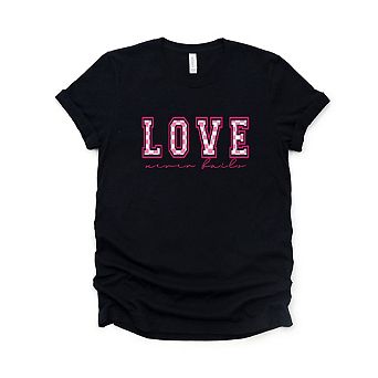 Love Never Fails Checkered Short Sleeve Graphic Tee