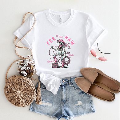 Yee To The Haw Skeleton - Women's Short Sleeve Graphic T-Shirt