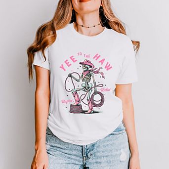 Yee To The Haw Skeleton - Women's Short Sleeve Graphic T-Shirt