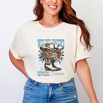 Wildflowers Cowgirl Dreams - Women's Garment Dyed Graphic T-Shirt