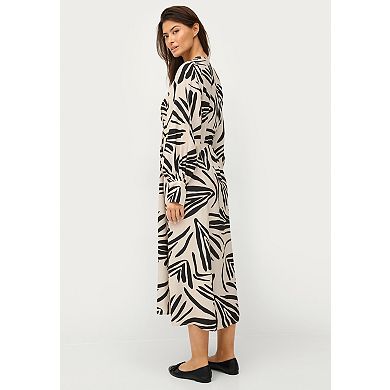 ellos Plus Size Long Sleeve Surplice Dress With Side Slit