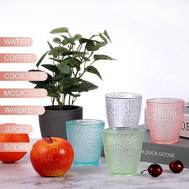 7oz Acrylic Drinking Glasses, 4Pcs Plastic Reusable Tumblers Drinkware Unbreakable Water Glasses Cup