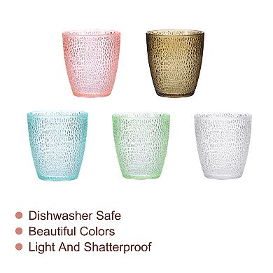 7oz Acrylic Drinking Glasses, 4Pcs Plastic Reusable Tumblers Drinkware Unbreakable Water Glasses Cup