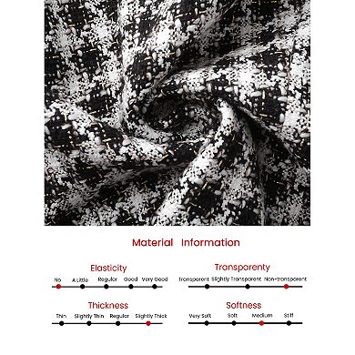 Women's Plaid Tweed Blazers Notched Lapel Long Sleeve Work Office Jackets