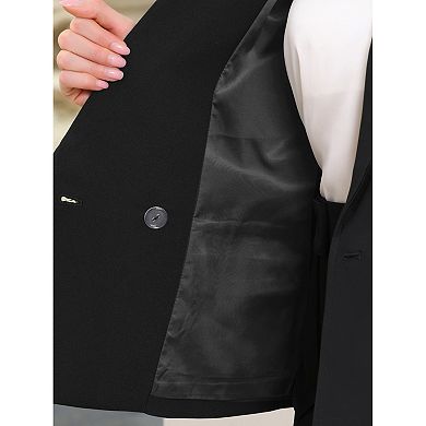 Double Breasted Blazer for Women's Notched Lapel Long Sleeve Work Office Suit Jackets