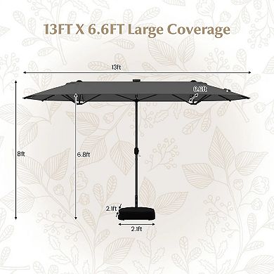 Mondawe 13FT Double-sided Patio Umbrella with Solar Lights for Garden Pool Backyard