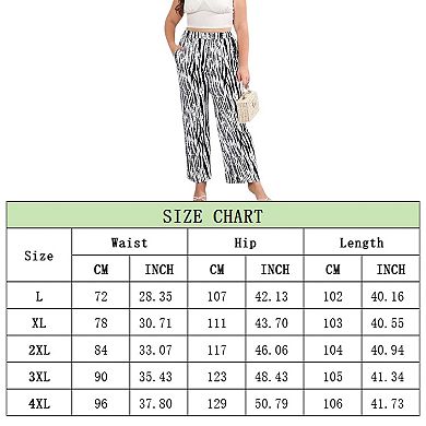 Women Plus Size High Waist Pants Zebra Print Straight Leg Random Print Lounge Pants
