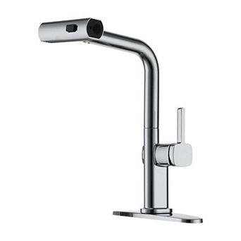 Single Handle Pull Out Kitchen Faucet with Three-function Mode Sprayer