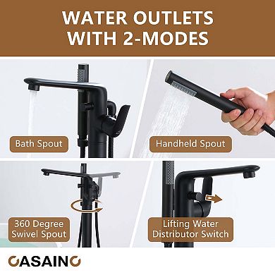 Single Handle Freestanding Bathtub Faucet with Diverter and Handshower