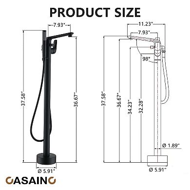 Single Handle Freestanding Bathtub Faucet with Diverter and Handshower