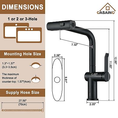 Single Handle Pull Out Kitchen Faucet with Touchless Sensor, Three-function Mode Sprayer