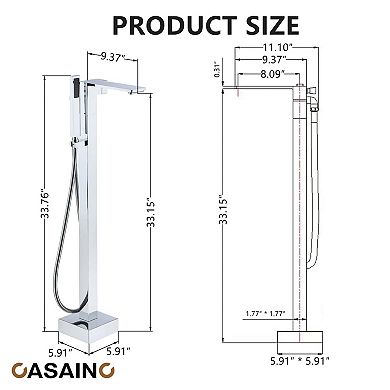 Single Handle Free Standing Bathtub Faucet with Diverter and Handshower
