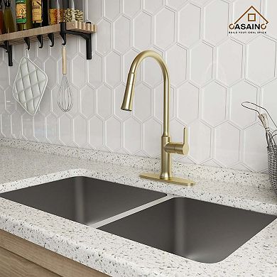 CASAINC 1.8 GPM Single-Handle Pull-Down Kitchen Faucet Single Hole Faucet