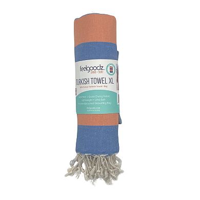 Oversized Artisan Turkish Cotton Towel with Matching Pouch, Oeko-Tex Certified