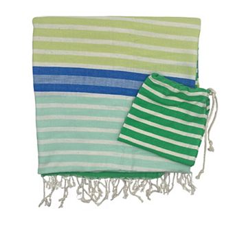 Oversized Artisan Turkish Cotton Towel with Matching Pouch, Oeko-Tex Certified