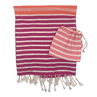 Oversized Artisan Turkish Cotton Towel with Matching Pouch, Oeko-Tex Certified