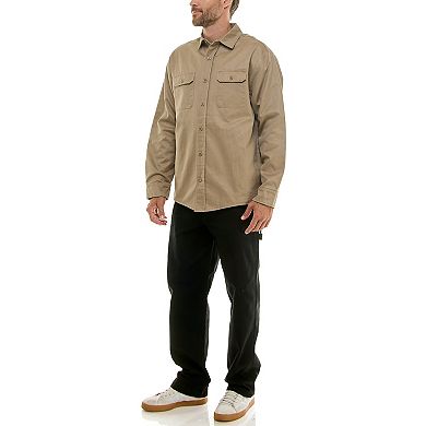 Men's Hallstatt Sueded Woven Shirt Jacket with Flannel Plaid Lining