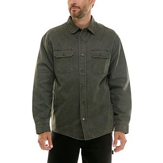 Men's Hallstatt Sueded Woven Shirt Jacket with Flannel Plaid Lining