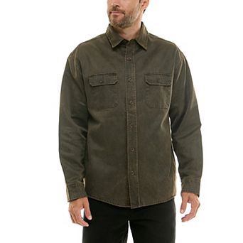 Men's Hallstatt Sueded Woven Shirt Jacket with Flannel Plaid Lining