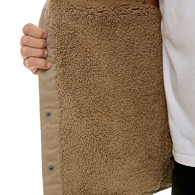 Men's Hallstatt Sueded Woven Shirt Jacket with Sherpa Lining